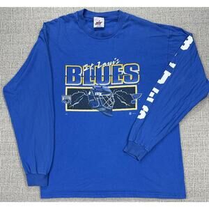 Vintage St Louis Blues Long Sleeve Shirt Mens XL Joy Athletic Goalie Lighting